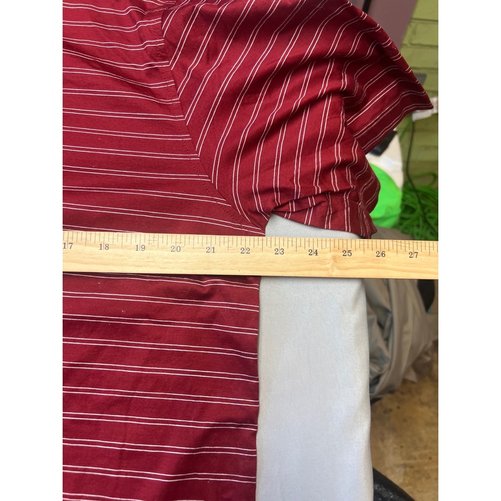 Fairway & Greene Mens Mercerized Cotton Striped Golf Polo Shirt Burgundy Red M - Picture 4 of 5